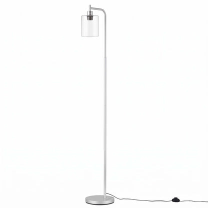 Artiss Floor Lamp Modern Industrial Standing Light with Clear Glass Shade, Silver Metal Tall Lamp for Living Room, Bedroom &amp; Office, Anti-Tipping Weighted Base &amp; Foot Switch (Bulb Not Included)