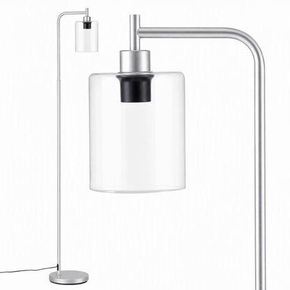 Artiss Floor Lamp Modern Industrial Standing Light with Clear Glass Shade, Silver Metal Tall Lamp for Living Room, Bedroom &amp; Office, Anti-Tipping Weighted Base &amp; Foot Switch (Bulb Not Included)