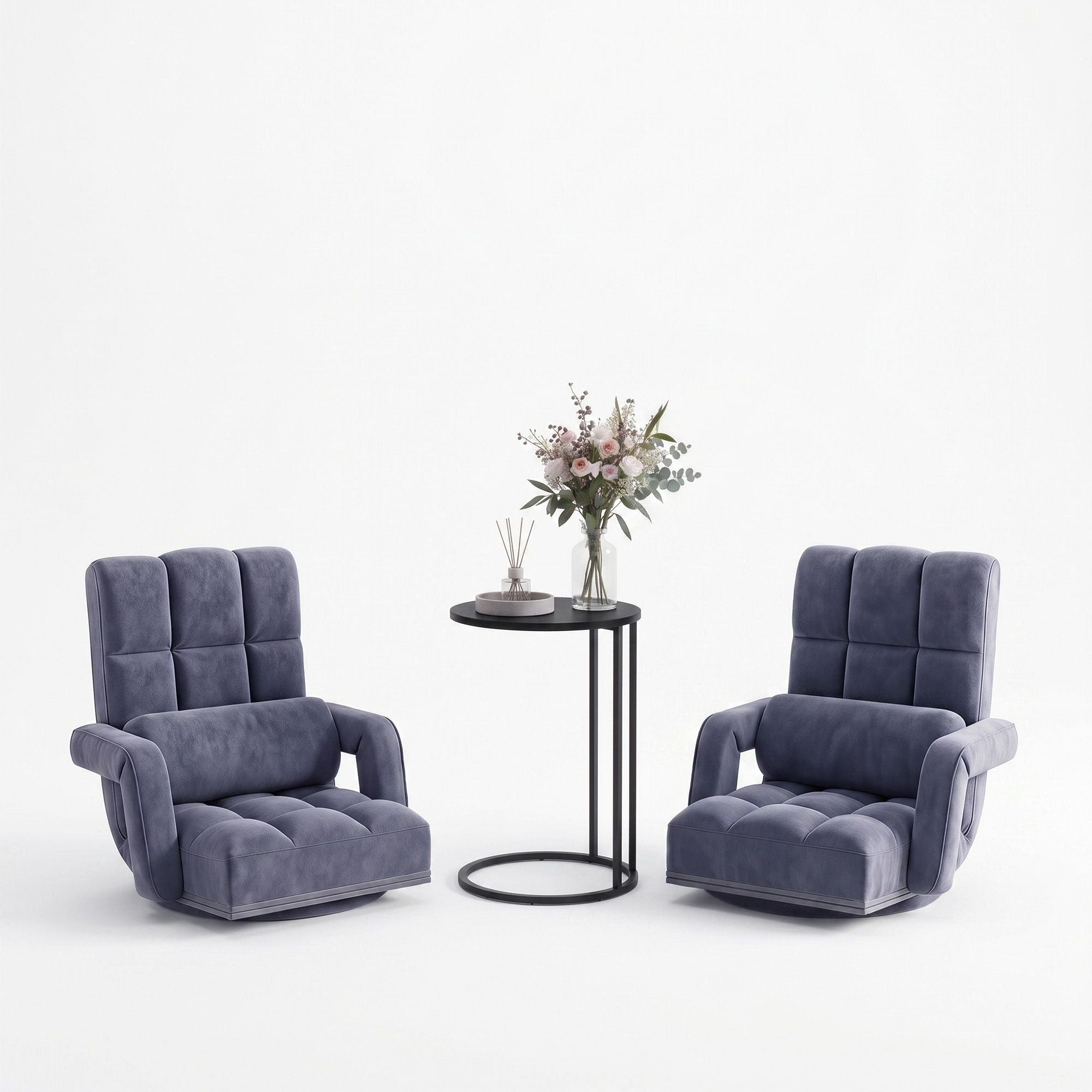 Artiss Floor Sofa Chair &amp; Coffee Table Set, Swivel Lounge Recliner Side Tables