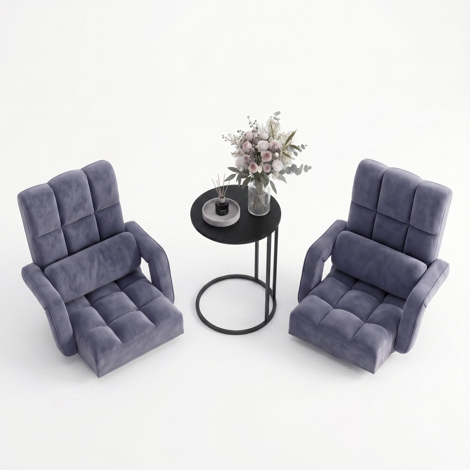 Artiss Floor Sofa Chair &amp; Coffee Table Set, Swivel Lounge Recliner Side Tables