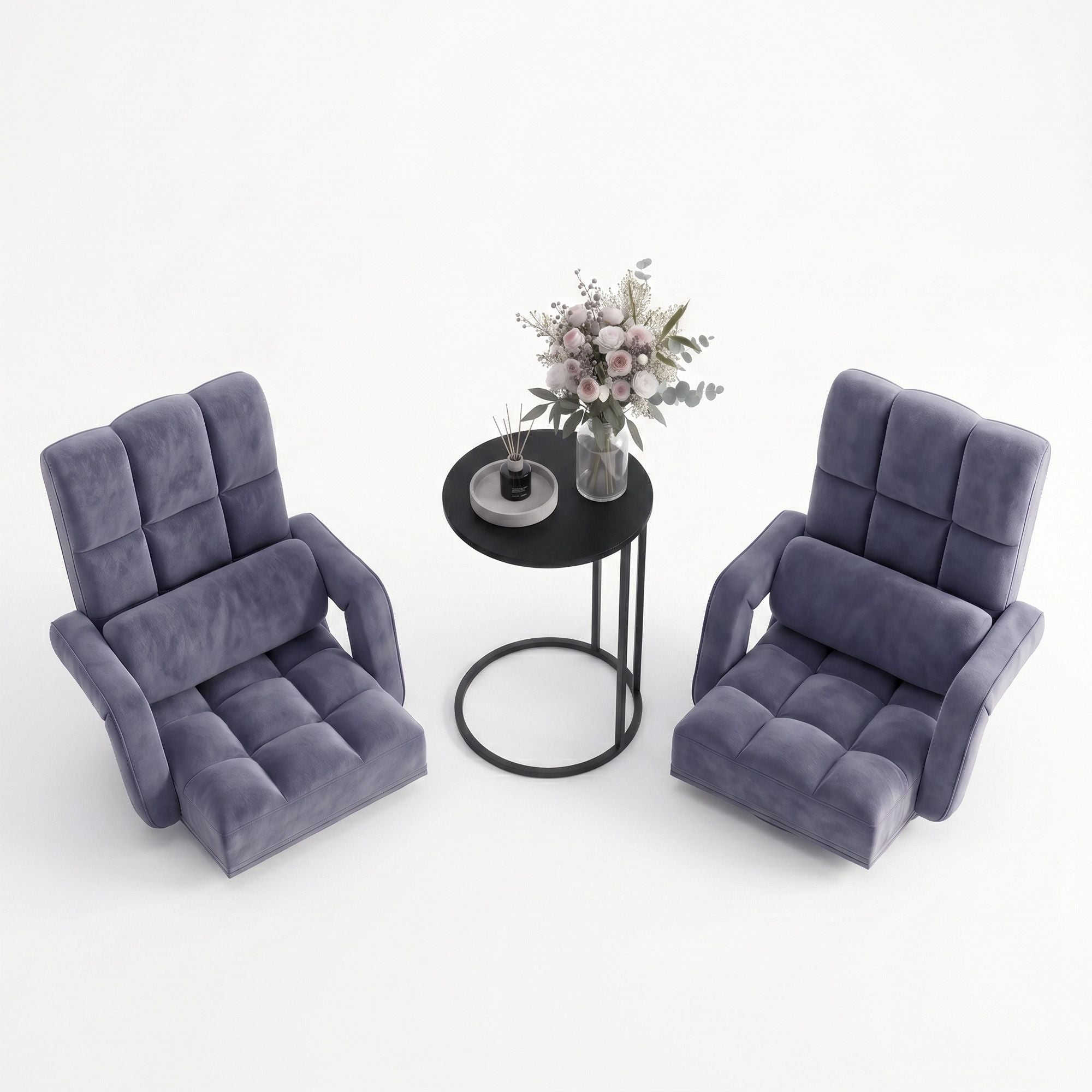 Artiss Floor Sofa Chair &amp; Coffee Table Set, Swivel Lounge Recliner Side Tables