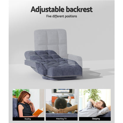 Artiss Floor Sofa Chair &amp; Coffee Table Set, Swivel Lounge Recliner Side Tables
