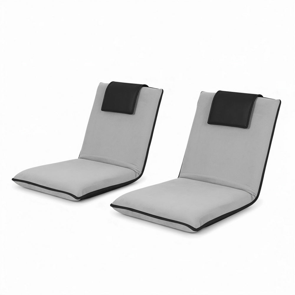 Artiss 2X Floor Lounge Sofa Bed Floor Cushion Velvet Grey-Furniture &gt; Bar Stools &amp; Chairs &gt; Arm Chairs &amp; Recliners-PEROZ Accessories