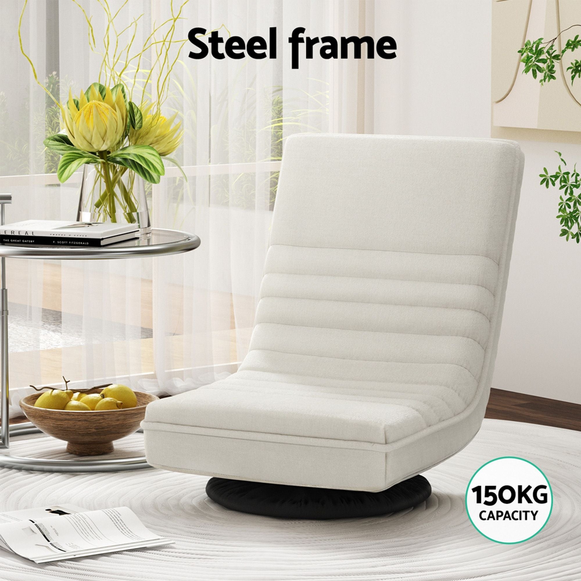 Artiss Floor Lounge &amp; Round Coffee Table Side End Table with Charging Station Set