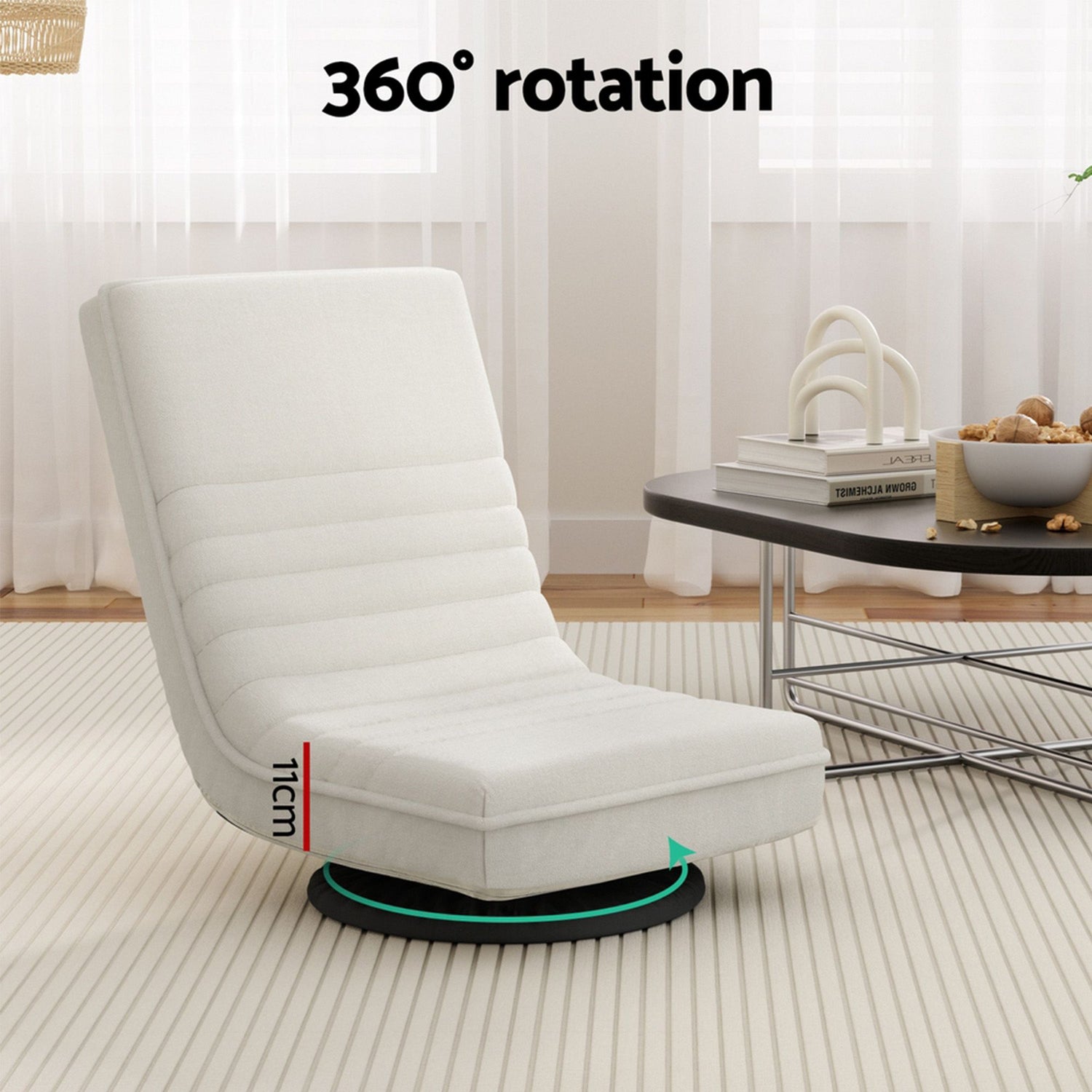 Artiss Floor Lounge &amp; Round Coffee Table Side End Table with Charging Station Set