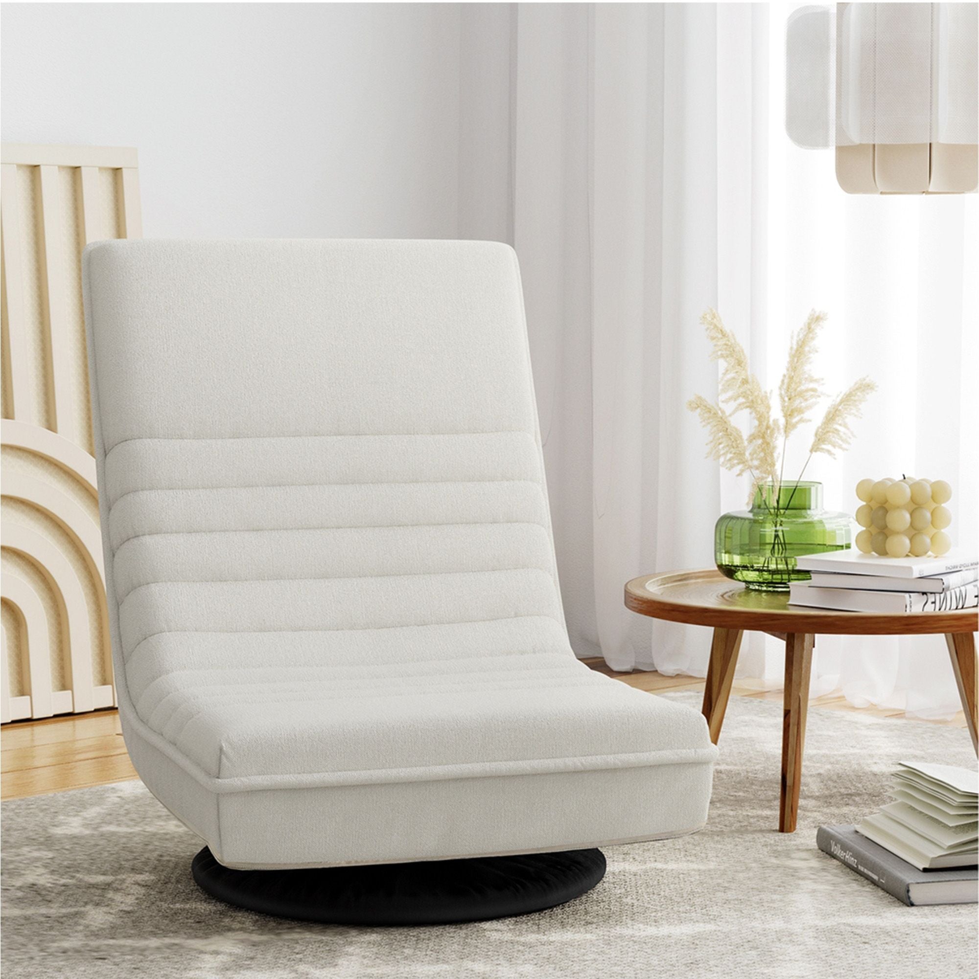 Artiss Floor Lounge &amp; Round Coffee Table Side End Table with Charging Station Set