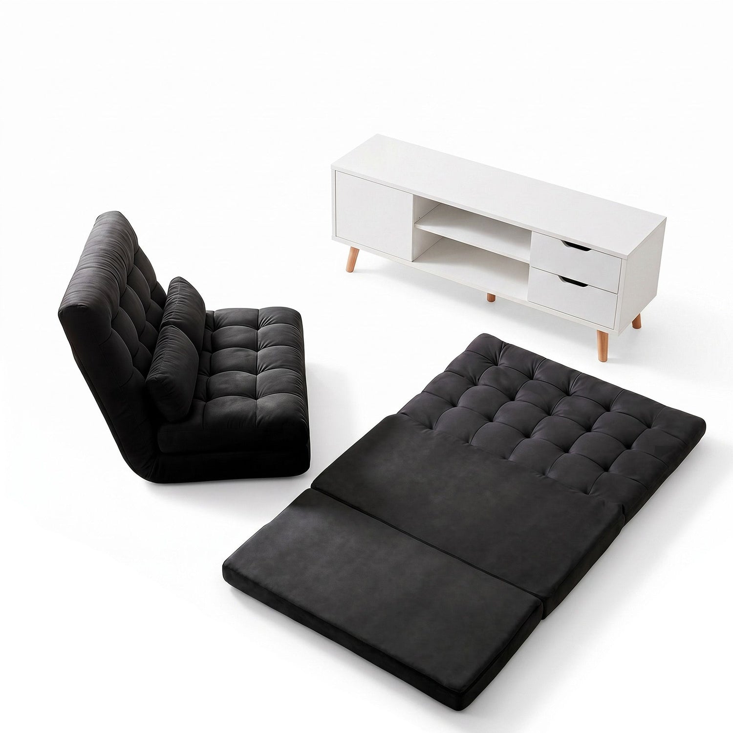 Artiss Sofa Bed Adjustable Floor Chair &amp; TV Unit 120cm Entertainment Cabinet Set