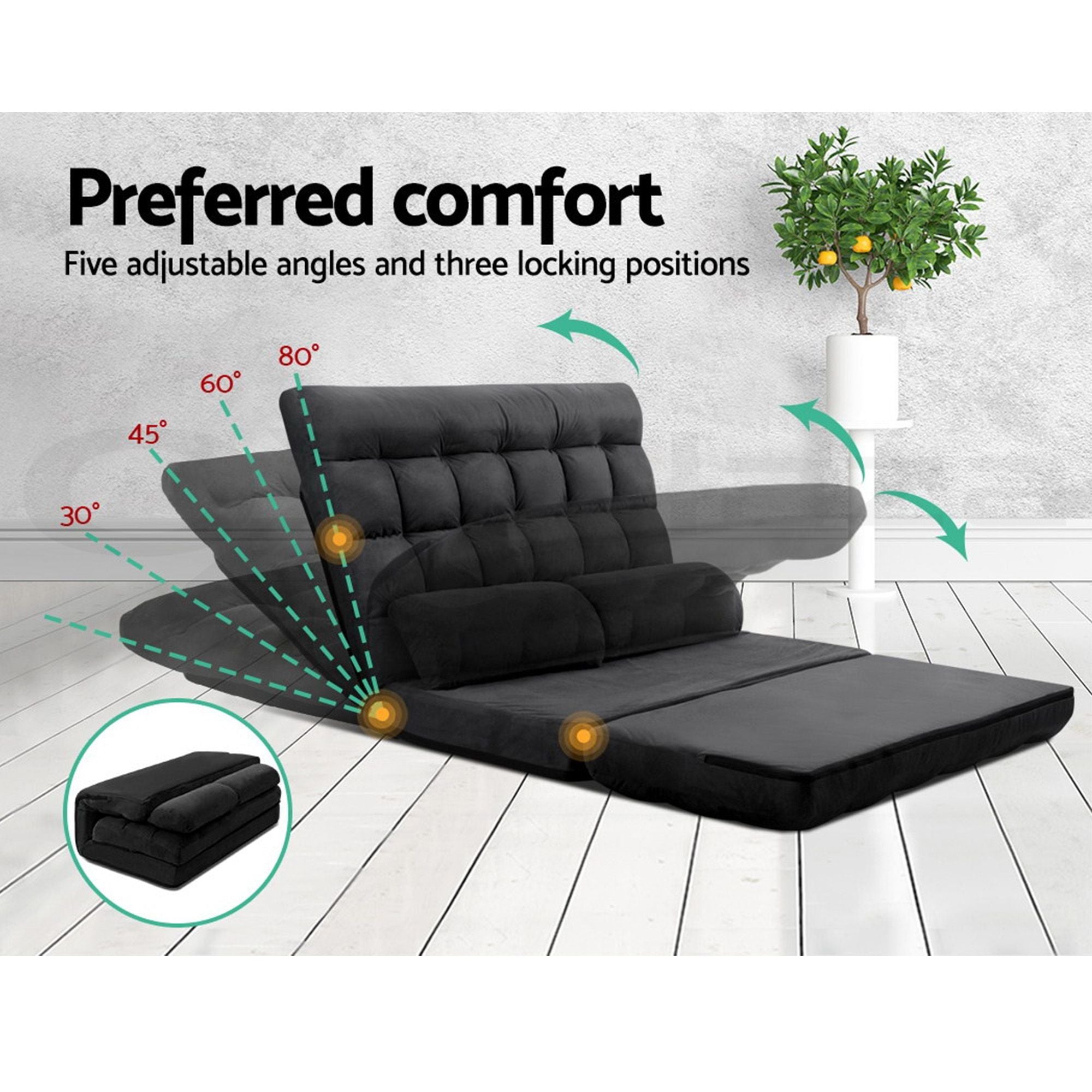 Artiss Sofa Bed Adjustable Floor Chair &amp; TV Unit 120cm Entertainment Cabinet Set