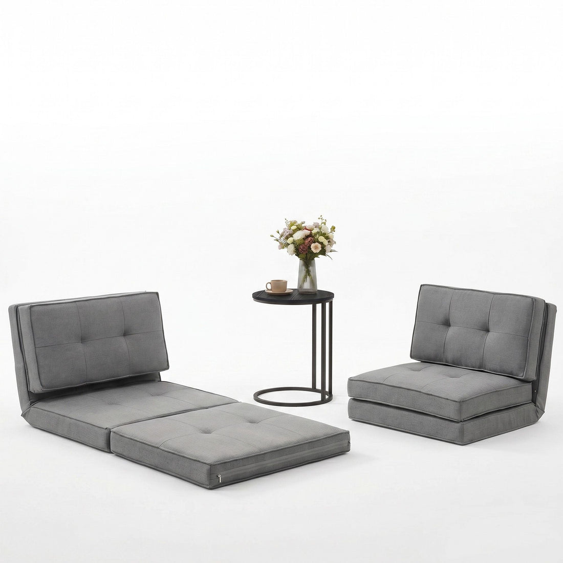 Artiss Single Sofa Bed and Side Table Set, Adjustable Recliner Narrow End Table-Furniture > Bar Stools &amp; Chairs > Arm Chairs &amp; Recliners-PEROZ Accessories