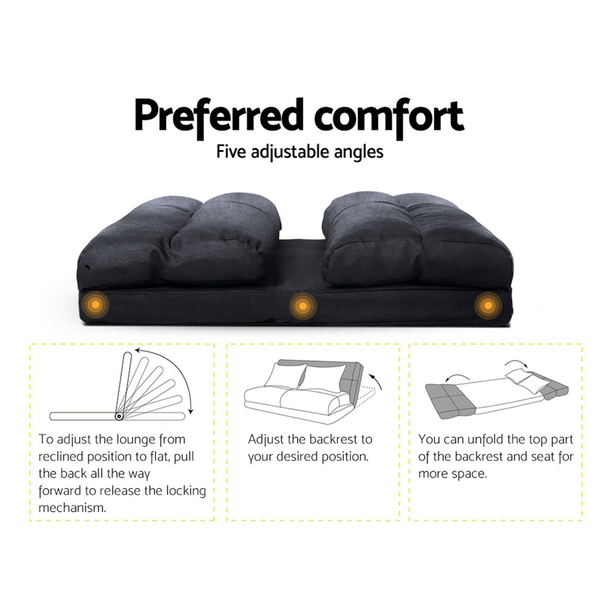 Artiss Floor Lounge Sofa Bed &amp; Coffee Table 2 Tier Marble Effect Side Table Set