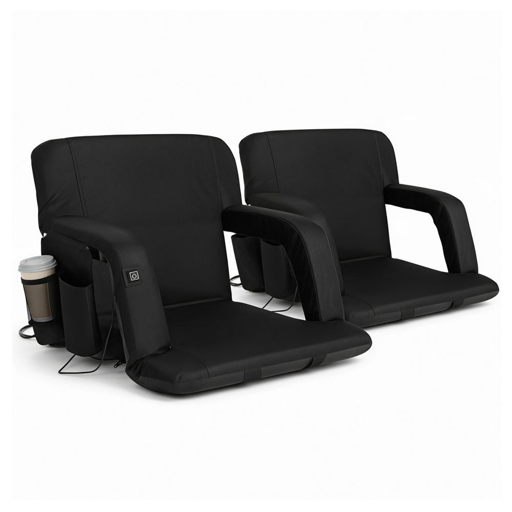 Artiss 2X Floor Lounge Sofa Bed With Armrest Heated Cushion-Furniture &gt; Bar Stools &amp; Chairs &gt; Arm Chairs &amp; Recliners-PEROZ Accessories