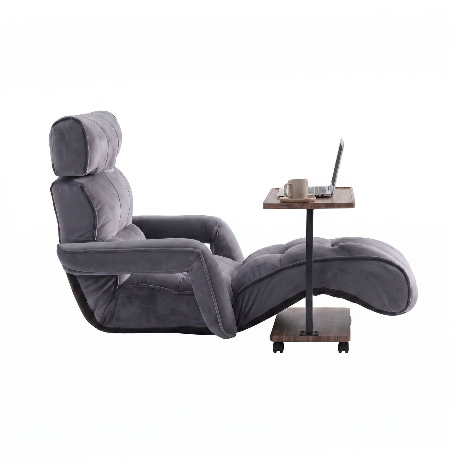 Artiss Floor Lounge &amp; Coffee Table Set, Adjustable Recliner End Table w/ Wheels