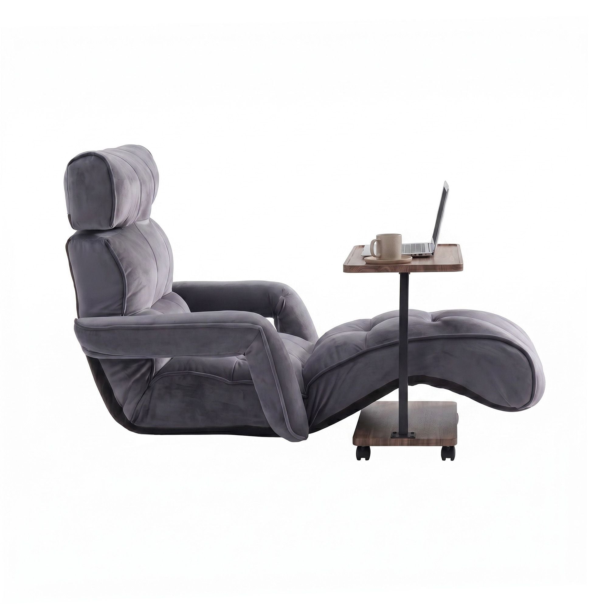 Artiss Floor Lounge &amp; Coffee Table Set, Adjustable Recliner End Table w/ Wheels