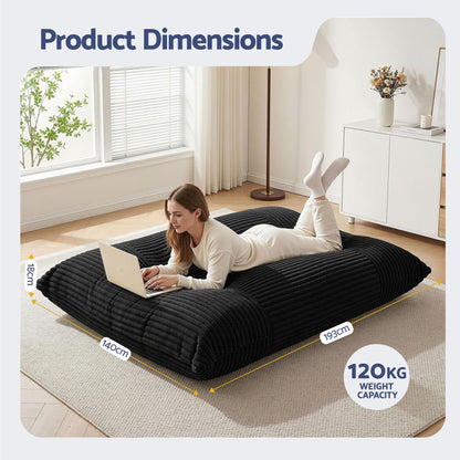 Artiss 3-in-1 Bean Bag Chair for Living Room Convertible Floor Sofa Dark Grey-Furniture > Bar Stools &amp; Chairs > Arm Chairs &amp; Recliners-PEROZ Accessories