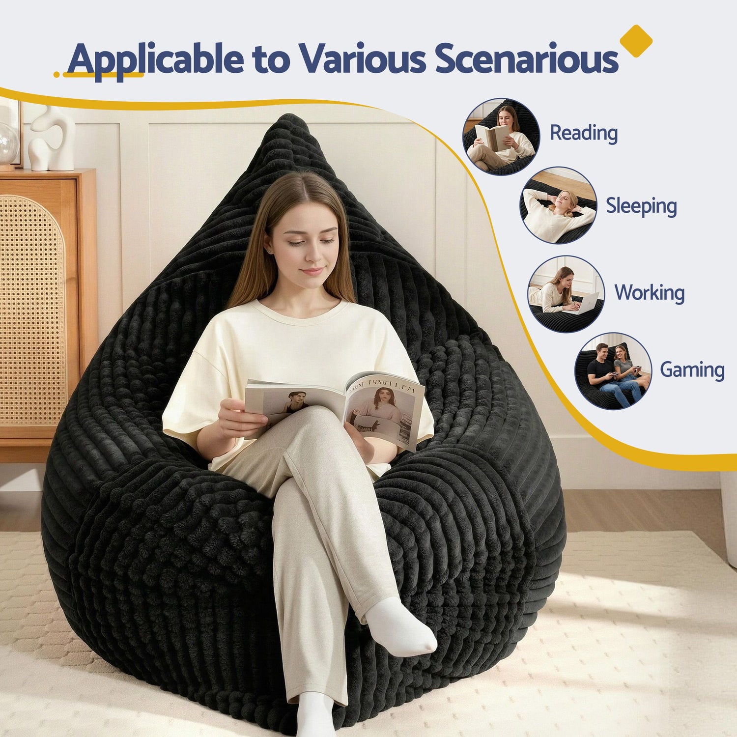 Artiss 3-in-1 Bean Bag Chair for Living Room Convertible Floor Sofa Dark Grey-Furniture > Bar Stools &amp; Chairs > Arm Chairs &amp; Recliners-PEROZ Accessories