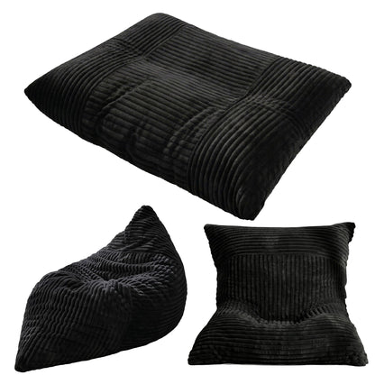 Artiss 3-in-1 Bean Bag Chair for Living Room Convertible Floor Sofa Dark Grey-Furniture > Bar Stools &amp; Chairs > Arm Chairs &amp; Recliners-PEROZ Accessories