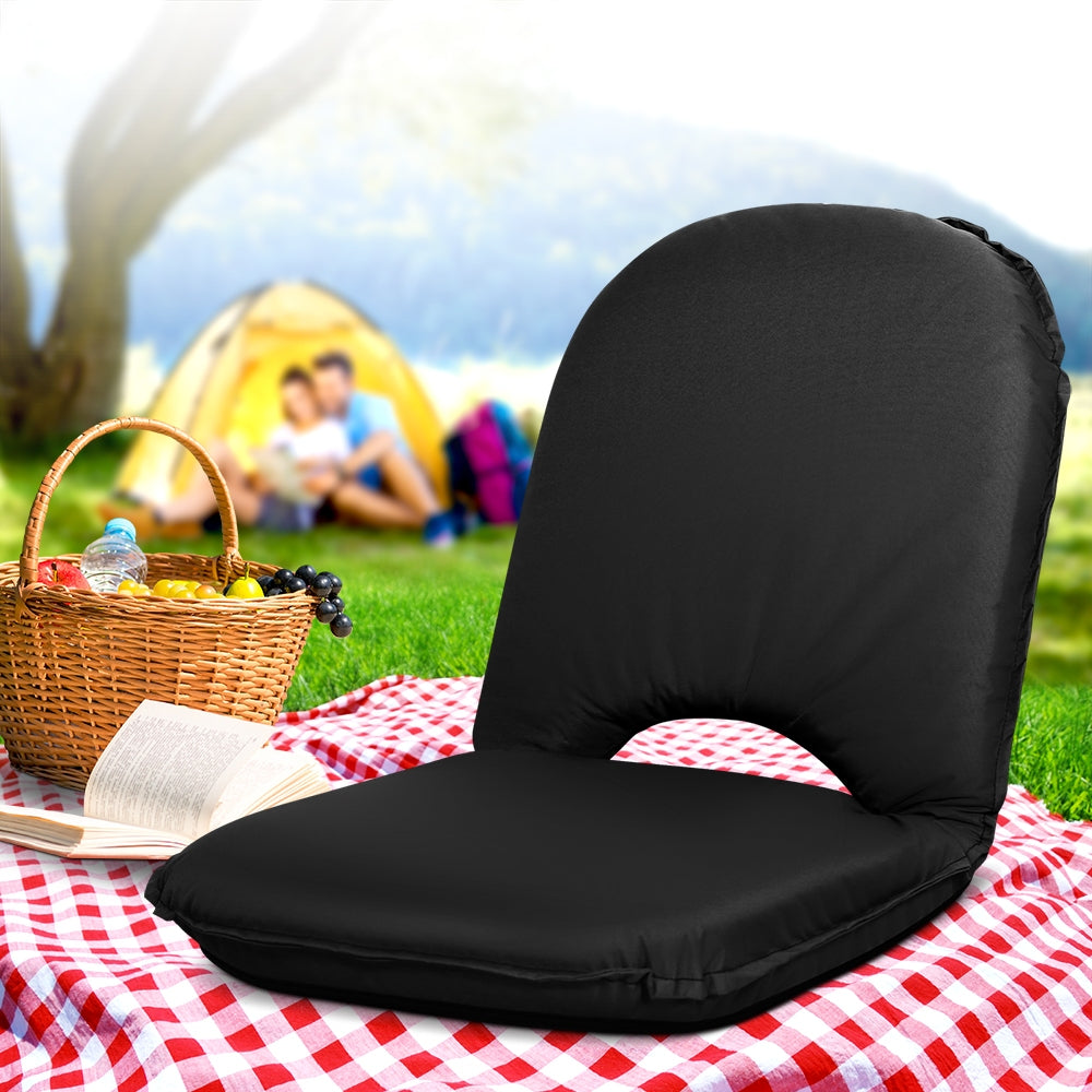 Artiss Floor Lounge Sofa Camping Chair Black-Camping Chairs-PEROZ Accessories
