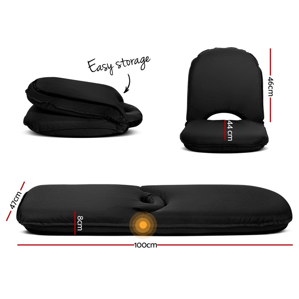 Artiss Floor Lounge Sofa Camping Chair Black-Camping Chairs-PEROZ Accessories