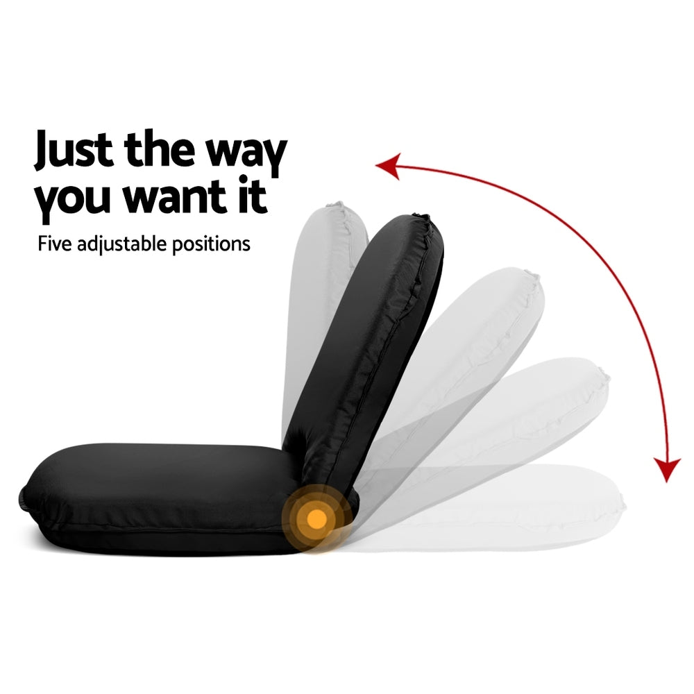 Artiss Floor Lounge Sofa Camping Chair Black-Camping Chairs-PEROZ Accessories