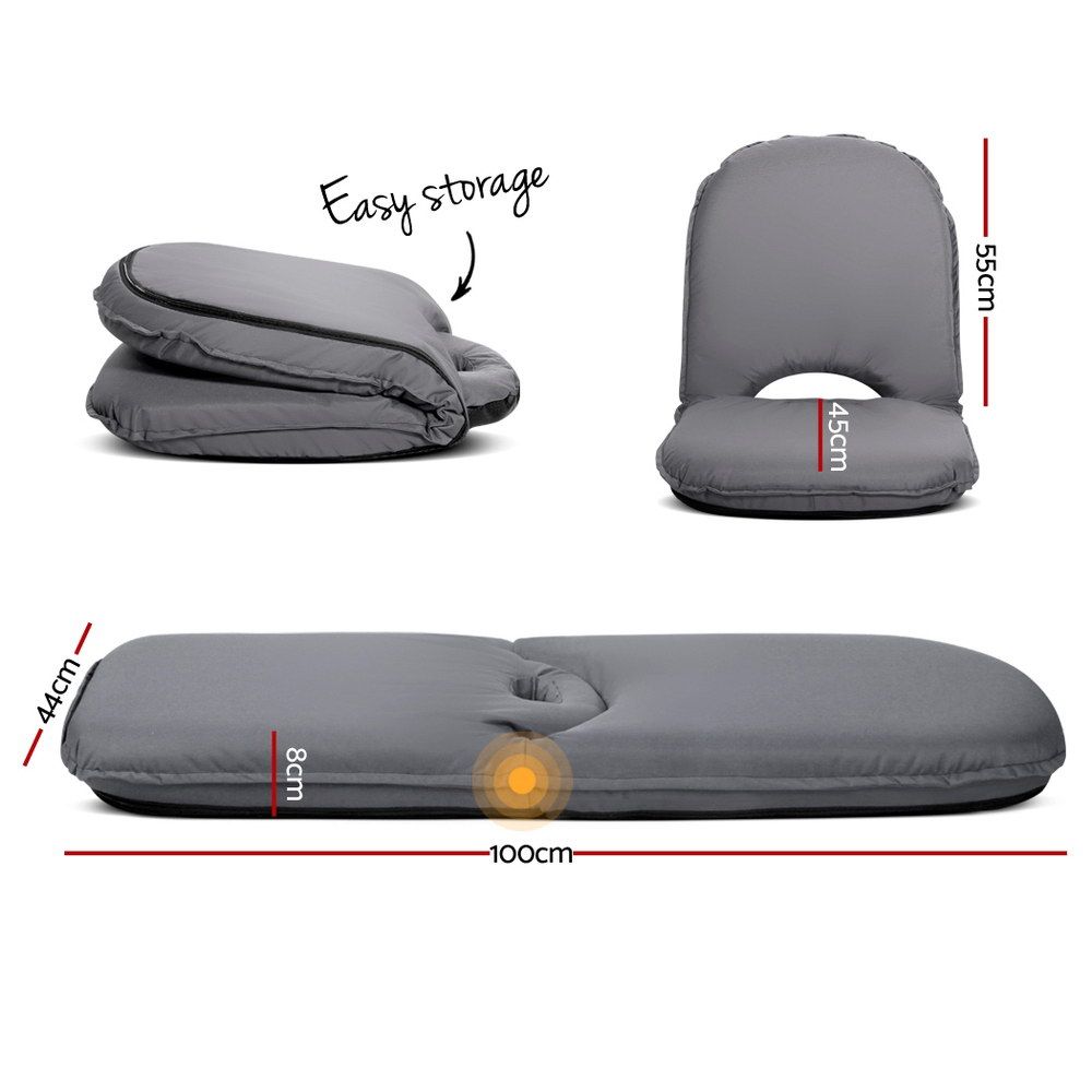 Artiss Floor Lounge Sofa Camping Chair Grey-Camping Chairs-PEROZ Accessories