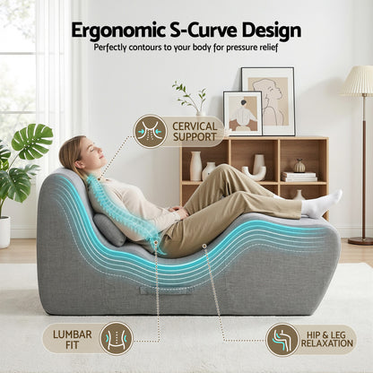 Artiss Chaise Lounge Chair Ergonomic S-Curve Floor Lounger Boneless Lounge Chairs Grey-Furniture > Bar Stools &amp; Chairs > Arm Chairs &amp; Recliners-PEROZ Accessories