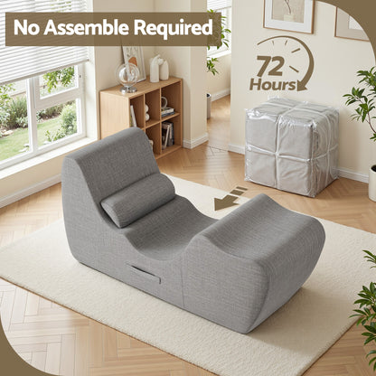 Artiss Chaise Lounge Chair Ergonomic S-Curve Floor Lounger Boneless Lounge Chairs Grey-Furniture > Bar Stools &amp; Chairs > Arm Chairs &amp; Recliners-PEROZ Accessories