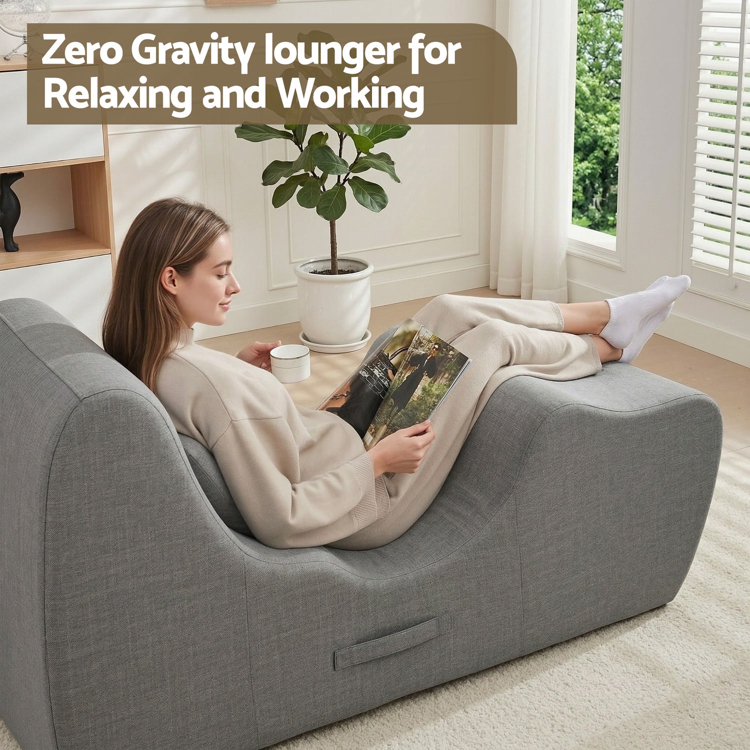 Artiss Chaise Lounge Chair Ergonomic S-Curve Floor Lounger Boneless Lounge Chairs Grey-Furniture > Bar Stools &amp; Chairs > Arm Chairs &amp; Recliners-PEROZ Accessories