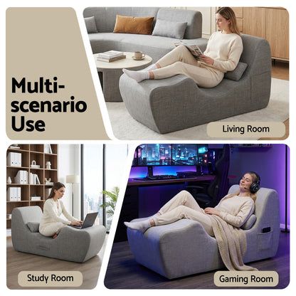 Artiss Chaise Lounge Chair Ergonomic S-Curve Floor Lounger Boneless Lounge Chairs Grey-Furniture > Bar Stools &amp; Chairs > Arm Chairs &amp; Recliners-PEROZ Accessories