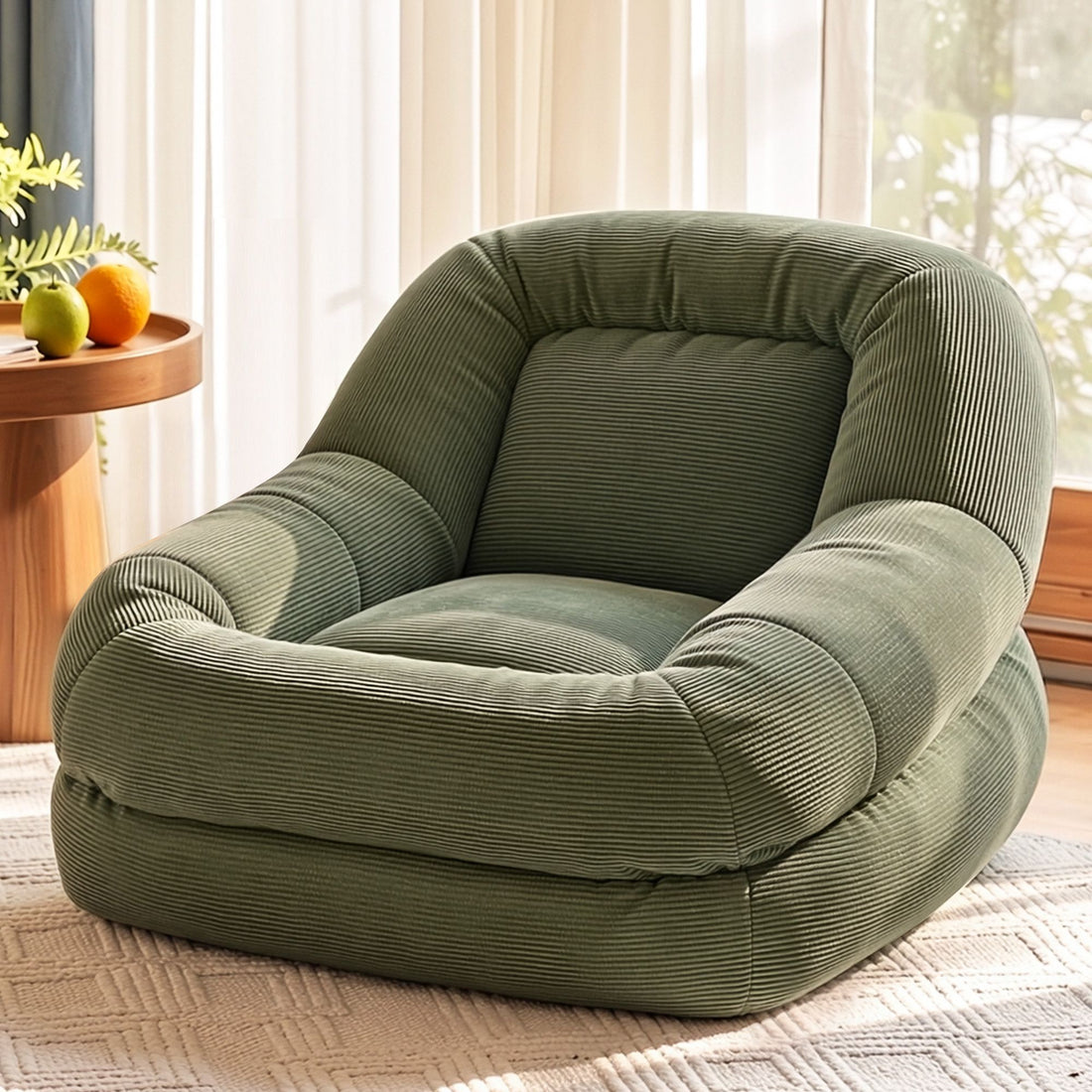 Artiss Armchair Floor Chair Couch Recliner 1 Seater Cloud Chaise Lounge Corduroy Green-Furniture > Bar Stools &amp; Chairs > Arm Chairs &amp; Recliners-PEROZ Accessories