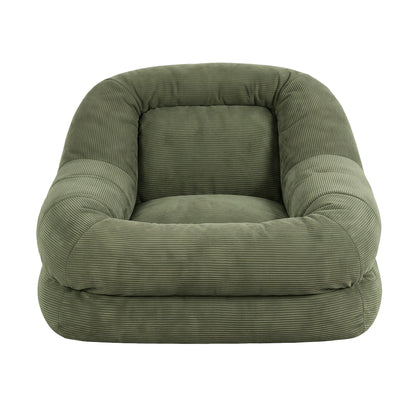Artiss Armchair Floor Chair Couch Recliner 1 Seater Cloud Chaise Lounge Corduroy Green