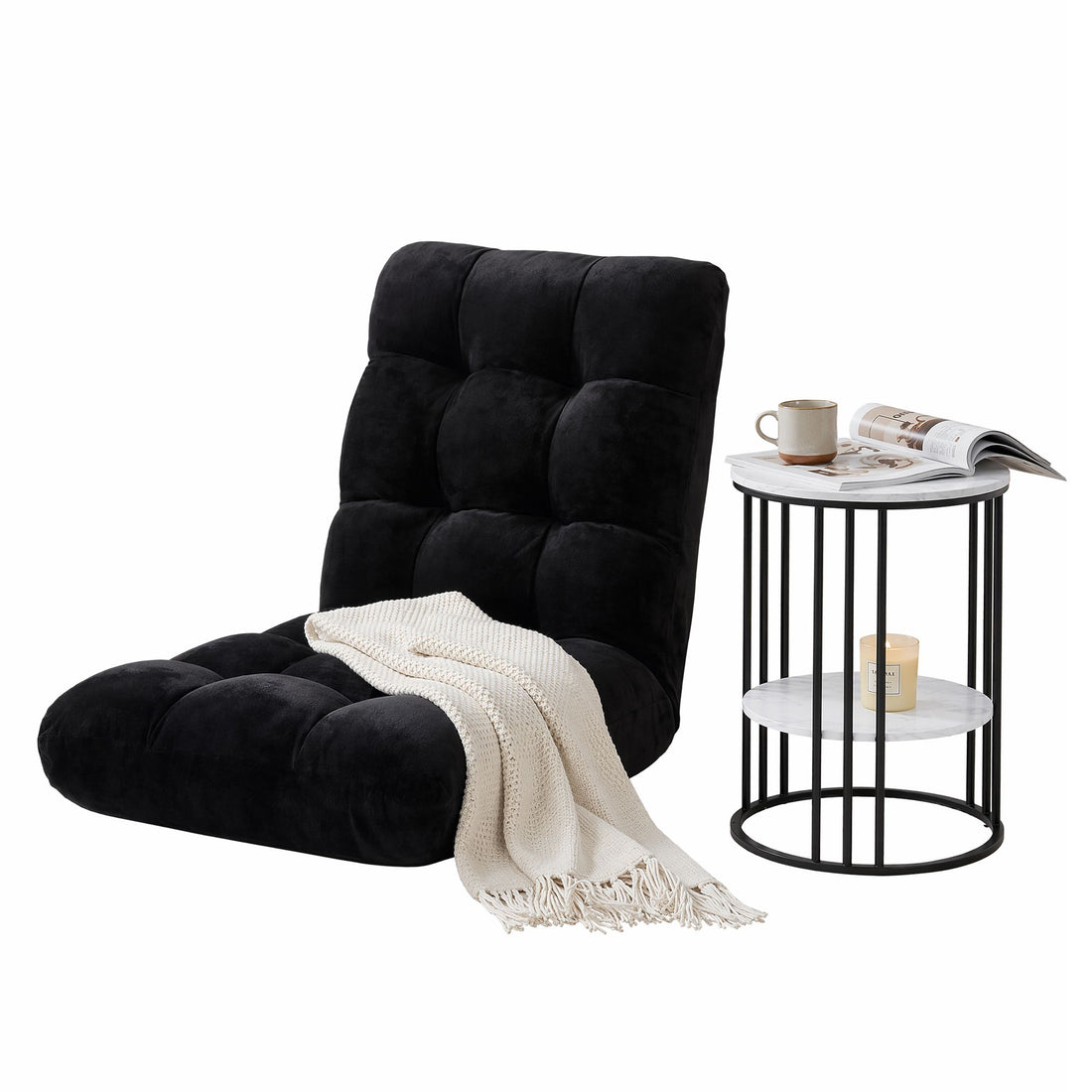 Artiss Sofa Bed Floor Lounge Recliner Foldable Chair &amp; Side Table Bundle-Furniture > Bar Stools &amp; Chairs > Arm Chairs &amp; Recliners-PEROZ Accessories