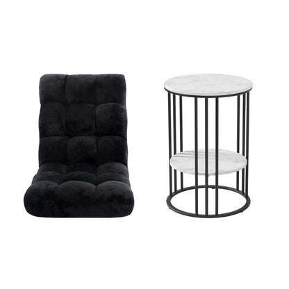 Artiss Sofa Bed Floor Lounge Recliner Foldable Chair &amp; Side Table Bundle