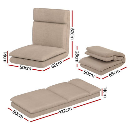Artiss Floor Lounge Sofa Bed 1 Seater Linen Beige-Furniture &gt; Living Room-PEROZ Accessories