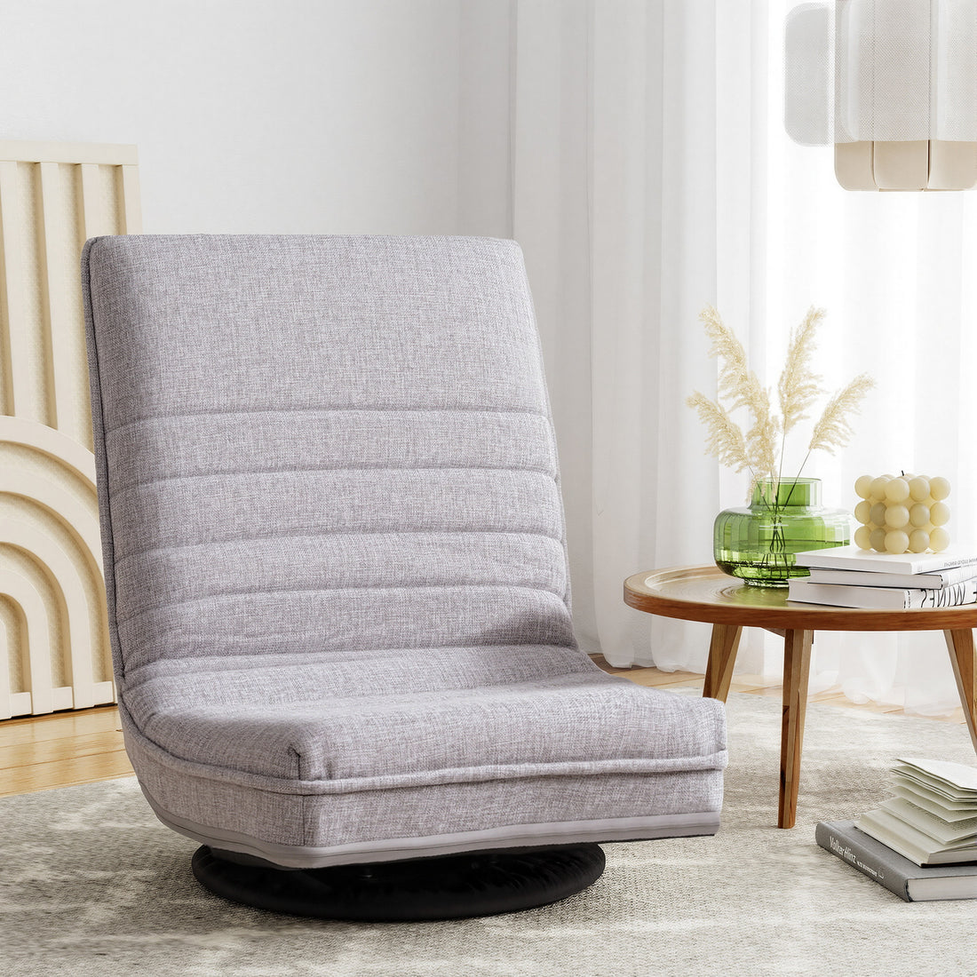 Ariss Swivel Floor Chair 360 Adjustable Foldable Lounge Seat Floor Sofa Chair Grey-Furniture > Bar Stools &amp; Chairs > Arm Chairs &amp; Recliners-PEROZ Accessories