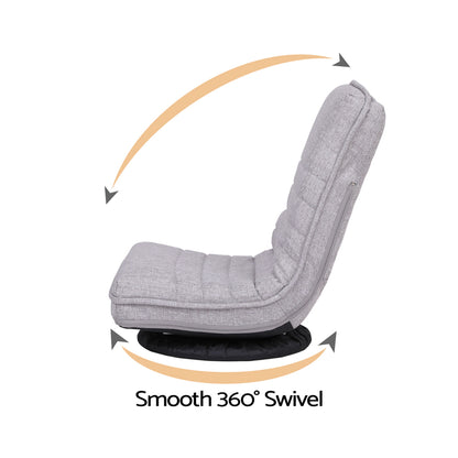 Ariss Swivel Floor Chair 360 Adjustable Foldable Lounge Seat Floor Sofa Chair Grey-Furniture > Bar Stools &amp; Chairs > Arm Chairs &amp; Recliners-PEROZ Accessories