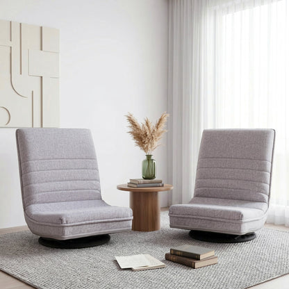 Artiss 2 Swivel Floor Chair 360 Adjustable Foldable Lounge Seat Floor Sofa Chair Grey-Furniture > Bar Stools &amp; Chairs > Arm Chairs &amp; Recliners-PEROZ Accessories