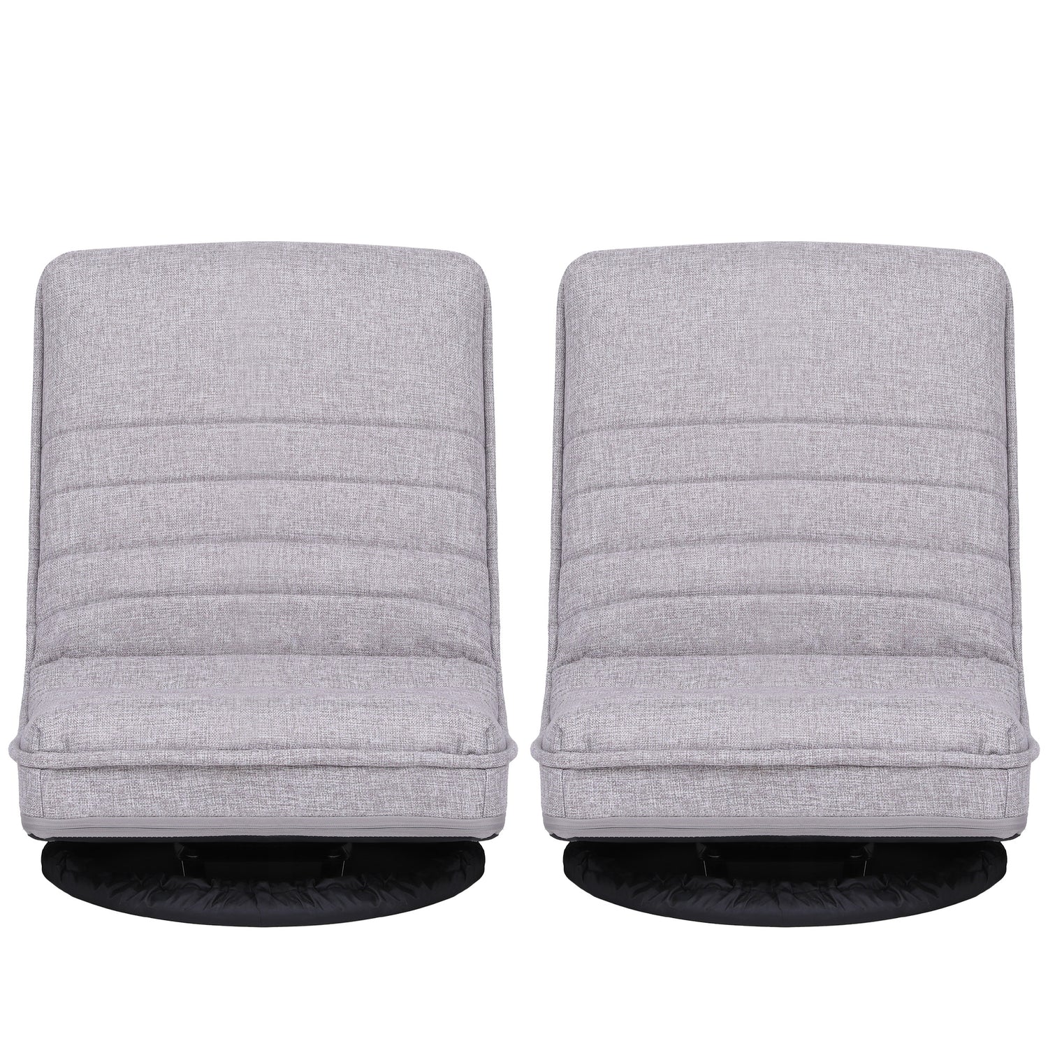 Artiss 2 Swivel Floor Chair 360 Adjustable Foldable Lounge Seat Floor Sofa Chair Grey-Furniture > Bar Stools &amp; Chairs > Arm Chairs &amp; Recliners-PEROZ Accessories