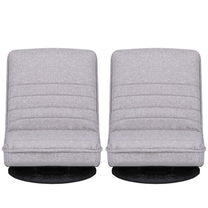 Artiss 2 Swivel Floor Chair 360 Adjustable Foldable Lounge Seat Floor Sofa Chair Grey-Furniture > Bar Stools &amp; Chairs > Arm Chairs &amp; Recliners-PEROZ Accessories