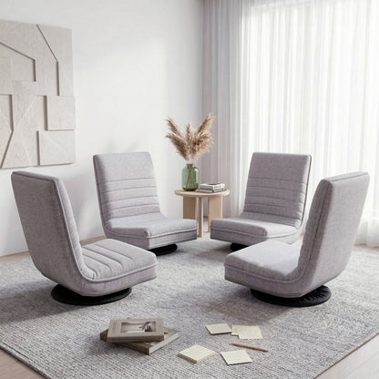 Artiss 4PCS Swivel Floor Chair 360 Adjustable Foldable Lounge Seat Floor Sofa Chair Grey-Furniture > Bar Stools &amp; Chairs > Arm Chairs &amp; Recliners-PEROZ Accessories