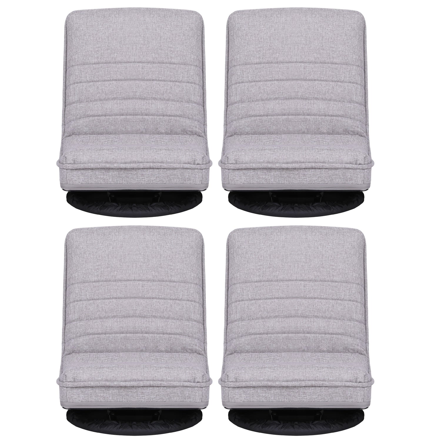 Artiss 4PCS Swivel Floor Chair 360 Adjustable Foldable Lounge Seat Floor Sofa Chair Grey-Furniture > Bar Stools &amp; Chairs > Arm Chairs &amp; Recliners-PEROZ Accessories