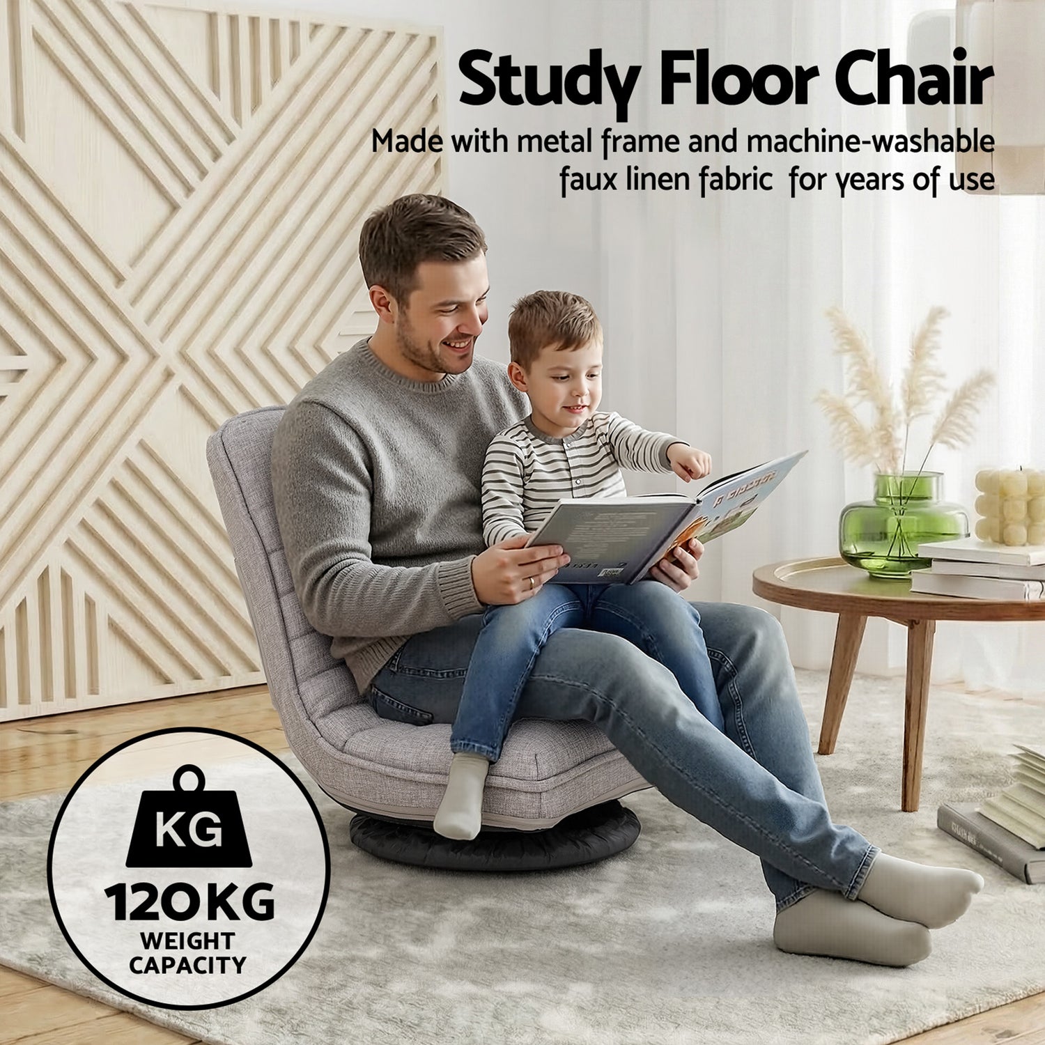 Artiss 4PCS Swivel Floor Chair 360 Adjustable Foldable Lounge Seat Floor Sofa Chair Grey-Furniture > Bar Stools &amp; Chairs > Arm Chairs &amp; Recliners-PEROZ Accessories