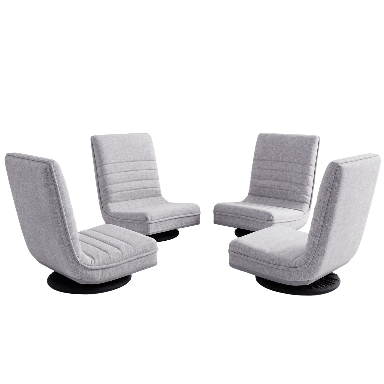 Artiss 4PCS Swivel Floor Chair 360 Adjustable Foldable Lounge Seat Floor Sofa Chair Grey-Furniture > Bar Stools &amp; Chairs > Arm Chairs &amp; Recliners-PEROZ Accessories