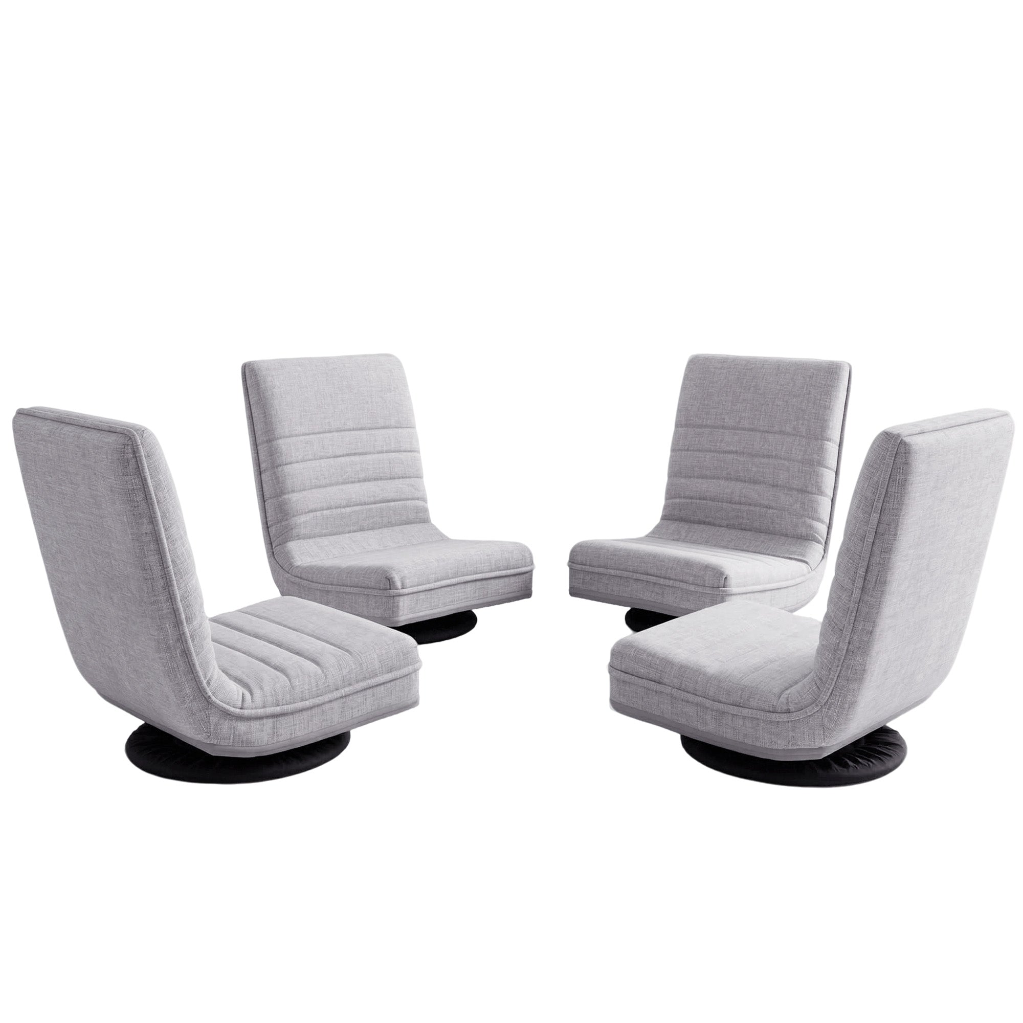 Artiss 4PCS Swivel Floor Chair 360 Adjustable Foldable Lounge Seat Floor Sofa Chair Grey-Furniture > Bar Stools &amp; Chairs > Arm Chairs &amp; Recliners-PEROZ Accessories