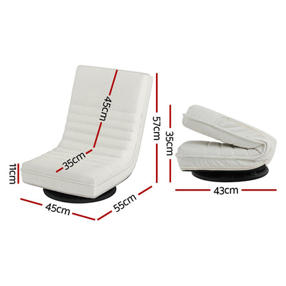 Artiss 2XFloor Chair Lounge Sofa Swivel Foldable Linen White-Furniture &gt; Bar Stools &amp; Chairs &gt; Arm Chairs &amp; Recliners-PEROZ Accessories