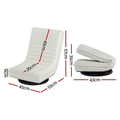 Artiss 4XFloor Chair Lounge Sofa Swivel Foldable Linen White-Furniture &gt; Bar Stools &amp; Chairs &gt; Arm Chairs &amp; Recliners-PEROZ Accessories