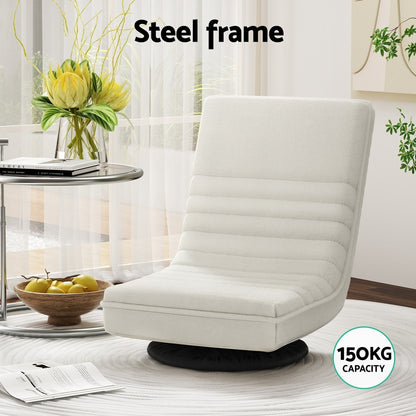 Artiss 4XFloor Chair Lounge Sofa Swivel Foldable Linen White-Furniture &gt; Bar Stools &amp; Chairs &gt; Arm Chairs &amp; Recliners-PEROZ Accessories
