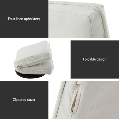 Artiss 4XFloor Chair Lounge Sofa Swivel Foldable Linen White-Furniture &gt; Bar Stools &amp; Chairs &gt; Arm Chairs &amp; Recliners-PEROZ Accessories