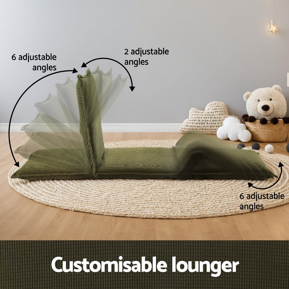 Artiss Floor Lounge Sofa Bed Foldable Green-Furniture &gt; Bar Stools &amp; Chairs &gt; Arm Chairs &amp; Recliners-PEROZ Accessories