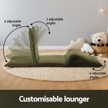 Artiss Floor Lounge Sofa Bed Foldable Green-Furniture &gt; Bar Stools &amp; Chairs &gt; Arm Chairs &amp; Recliners-PEROZ Accessories