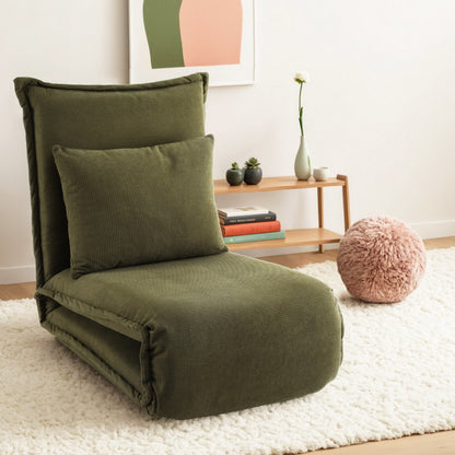 Artiss Floor Lounge Sofa Bed Foldable Green-Furniture &gt; Bar Stools &amp; Chairs &gt; Arm Chairs &amp; Recliners-PEROZ Accessories